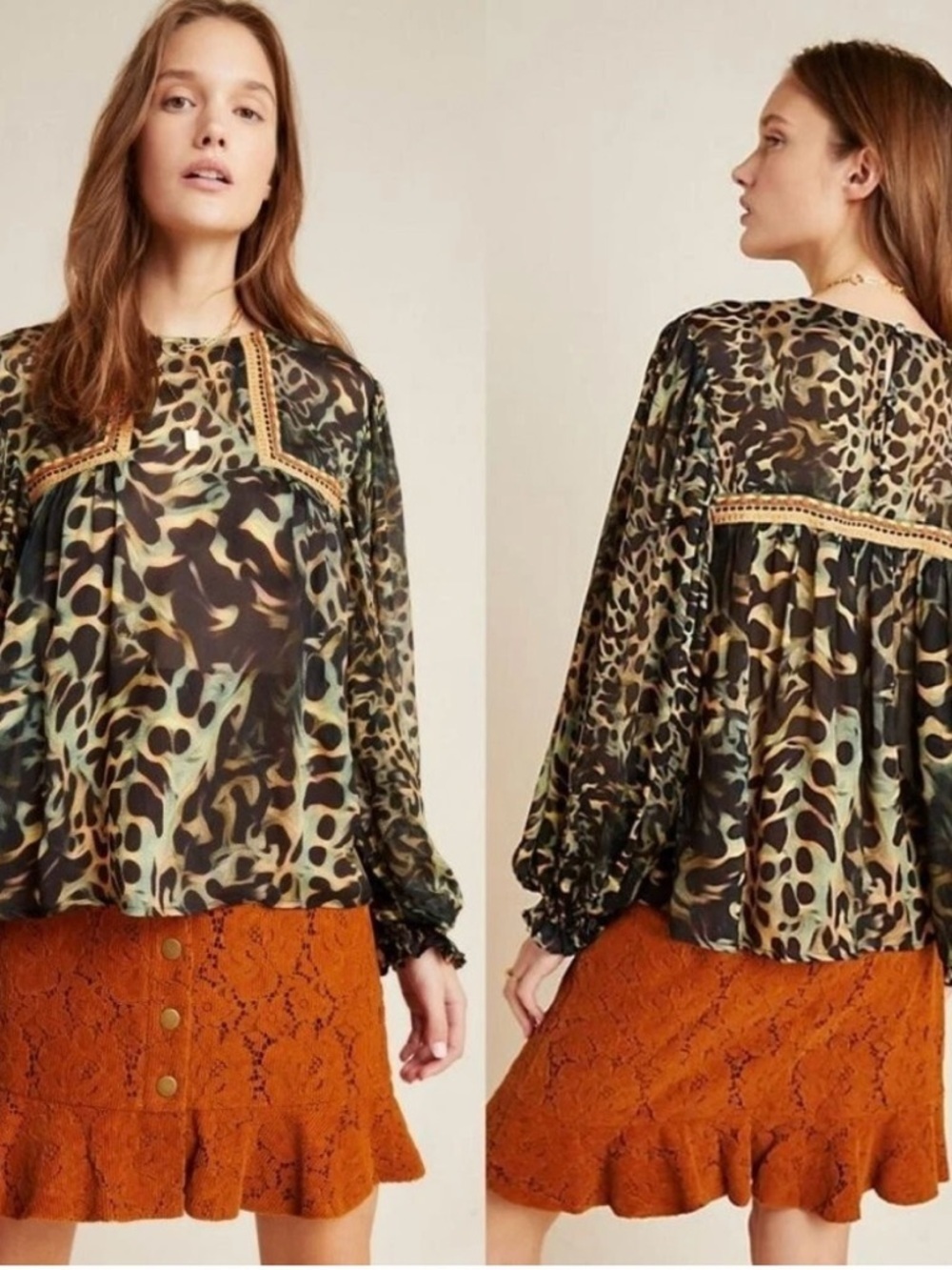 Anthropologie BI-nk London Joelle
Leopard Peasant Blouse Size Xs NWT - Picture 2 of 12